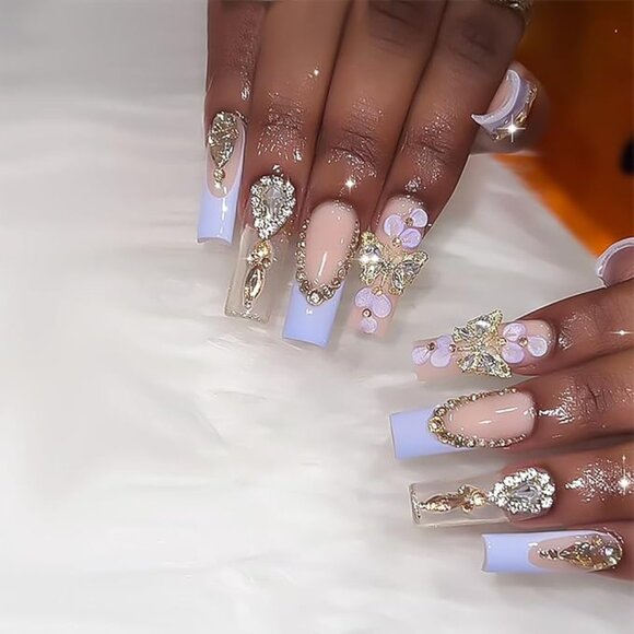 Long Press French Tip False Nails